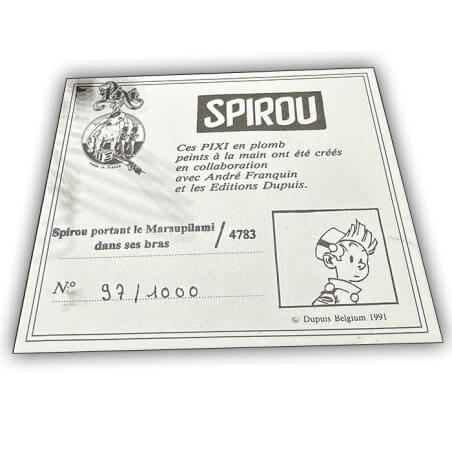 Spirou portant le marsupilami dans ses bras /  Pixi / Franquin