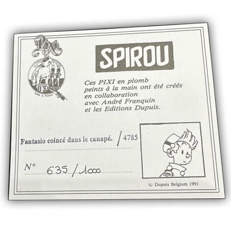 Fantasio coincé dans son canapé / Franquin / Pixi