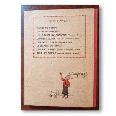 Tintin / Le lotus bleu / 1939 / Dos A9