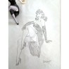Original Berthet / Pin-up / Crayonné Noir / A4 / Signé + Statuette 3D