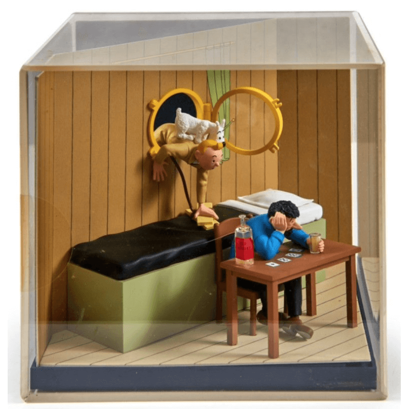 Tintin / Hergé /Coffret in plexiglas/diorama illustrating the scene of the encounter between Tintin and Haddock Tintin / Hergé /Coffret in plexiglas/diorama illustrating the scene of the encounter between Tintin and Haddock