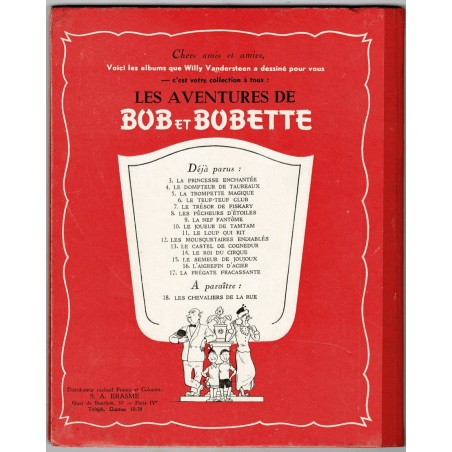 Bob et Bobette / Willy Vandersteen / Dedication Bobette La Frégate fracasante, edizione originale di cartone del 1957, agré